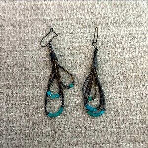 Vintage Liquid Sterling Silver Turquoise Bead Dangle Earrings
